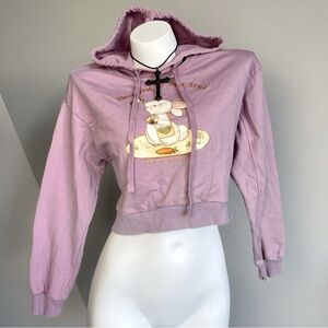 Harajuku Purple Graphic Cropped Hoodie